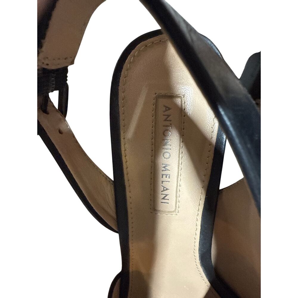Antonio Melani Women’s Black Brinay Leather Peep Toe Slingback Sandals 8M - Picture 12 of 12